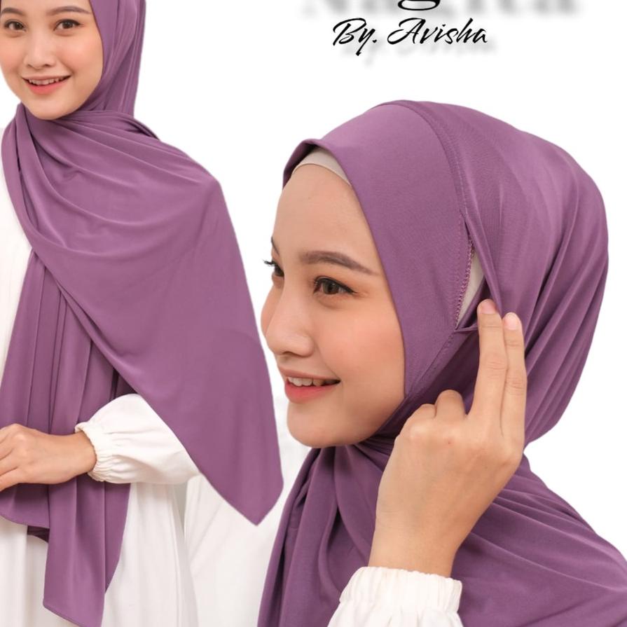 Pashmina Jersey instan Soft Pet Navishah/Jilbab Pasmina instan Lubang masker <