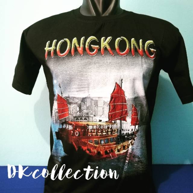 Kaos Hongkong hitam baju hongkong oleh oleh Hongkong souvenir macau Souvenir hongkong