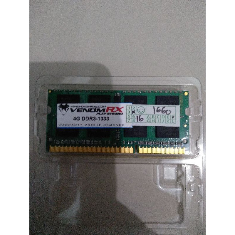RAM Venom RX 4GB DDR3 SO-DIMM 1333Mhz pc10600 SECOND