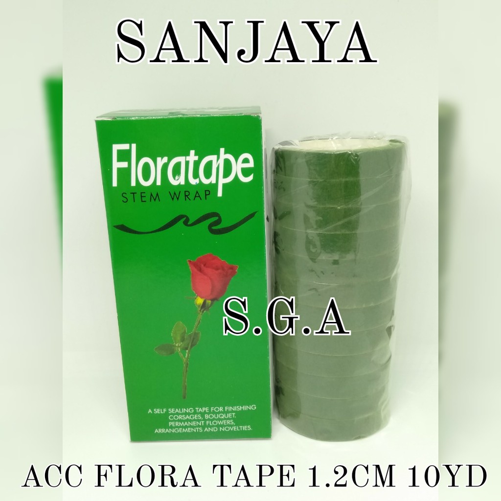 SELOTIP TANGKAI BUNGA / SOLASI BUNGA / FLORATIP / TAPE BUNGA / ACC FLORA TAPE 1.2CM 10YD