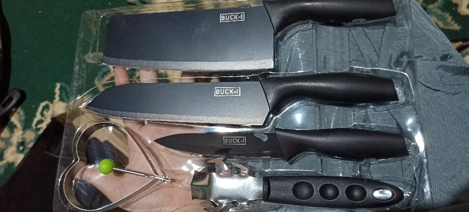 Set Pisau Dapur 5 Pcs Black Kitchen Knive Set Black Marble 5 Pcs/set Pisau Anti Lengket