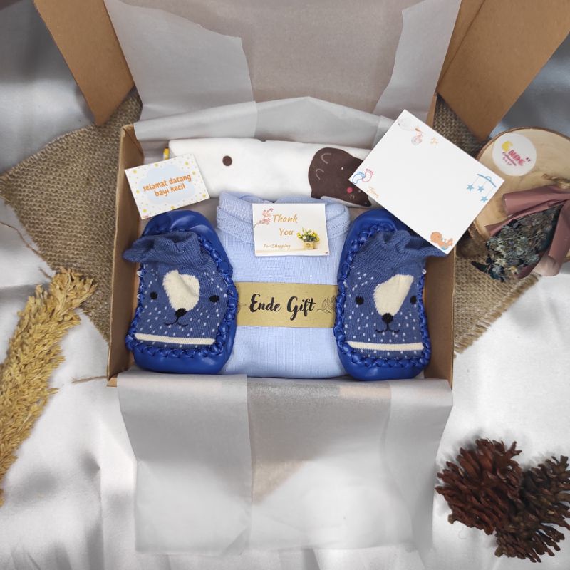Gift Box Baby / Kado New Born / Kado Bayi/ Baju Bayi / Paket Hadiah Bayi / Hampers Baby Girl / Hampers Baby Boy (BISA COD)-Blue D