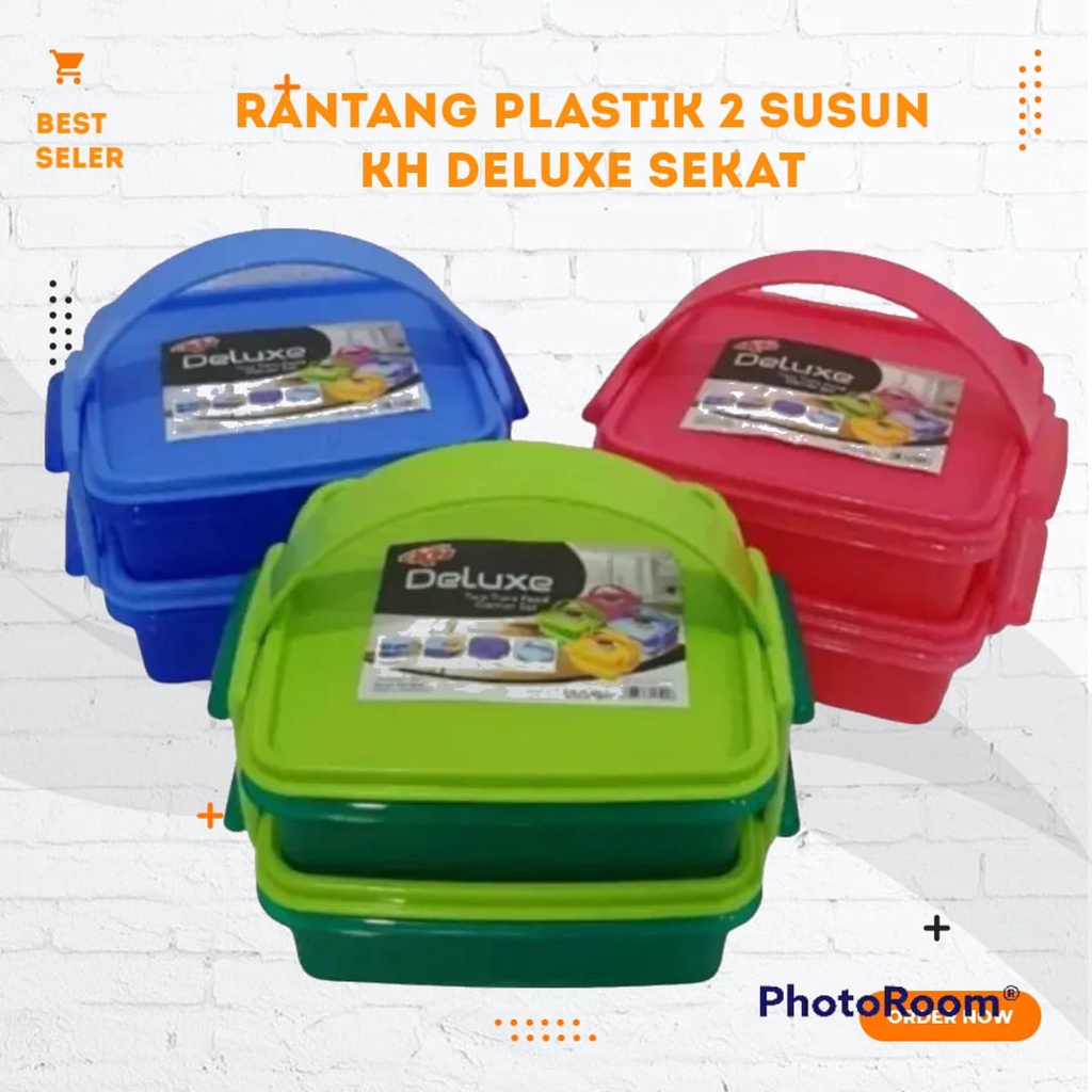 Rantang Plastik 2 Susun Kh Deluxe / Rantang Plastik 2 Susun Lunch Box Sekat