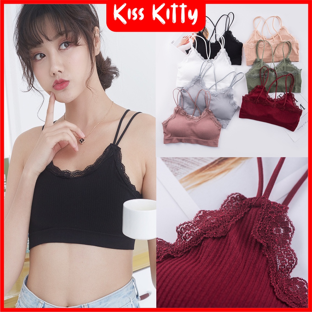 Bra Wanita Bralette Renda Tanpa Kawat Fashion Import Korea Cup