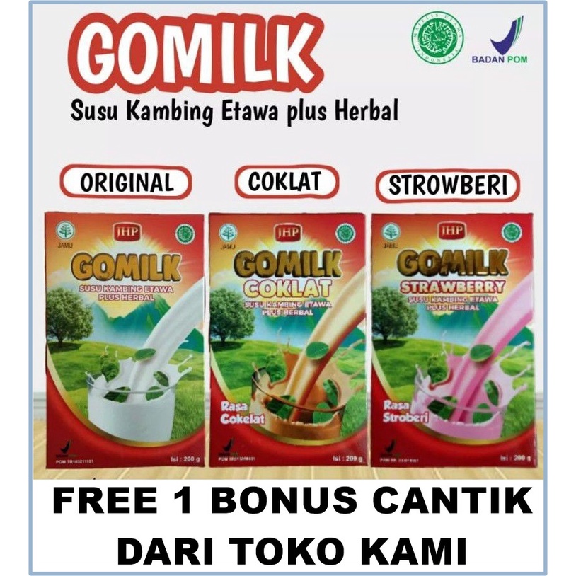 

GOMILK Susu Kambing Etawa Plus Herbal kemasan 200 gram FREE 1 BONUS CANTIK DARI TOKO KAMI hgf67