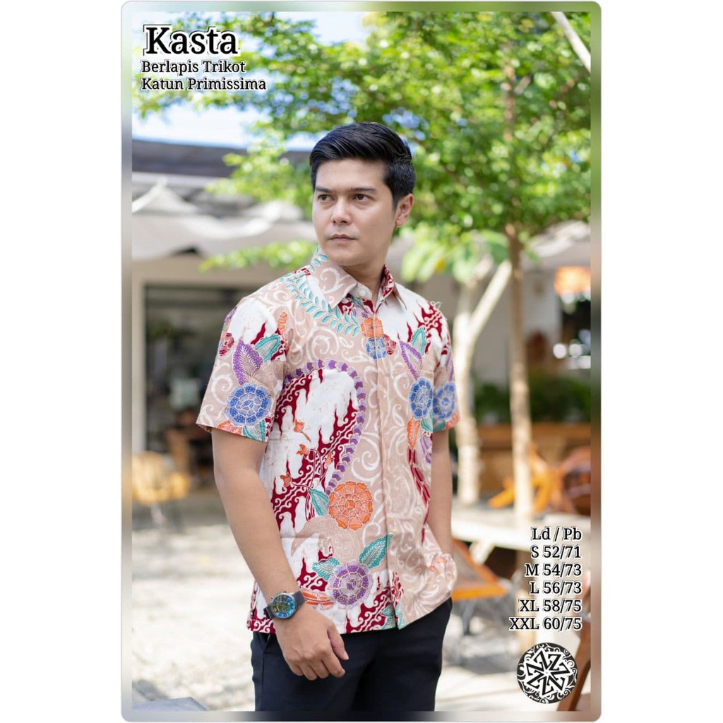 Model Baju Batik Kombinasi Pria Lengan Pendek Kasta
