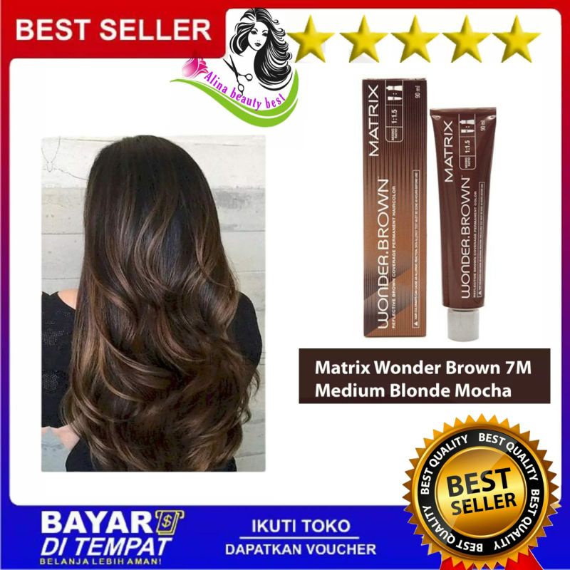 cat rambut matrix wonder brown 7M (medium blonde mocha)