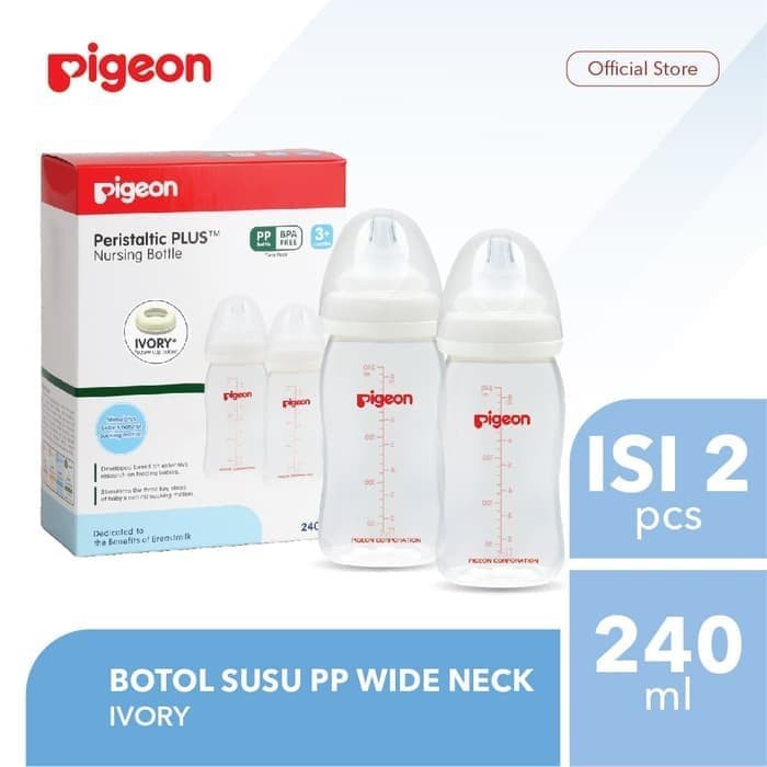 Pigeon Twin Pack Bottle Wide Neck 240Ml Botol Susu Anak Bayi isi 2