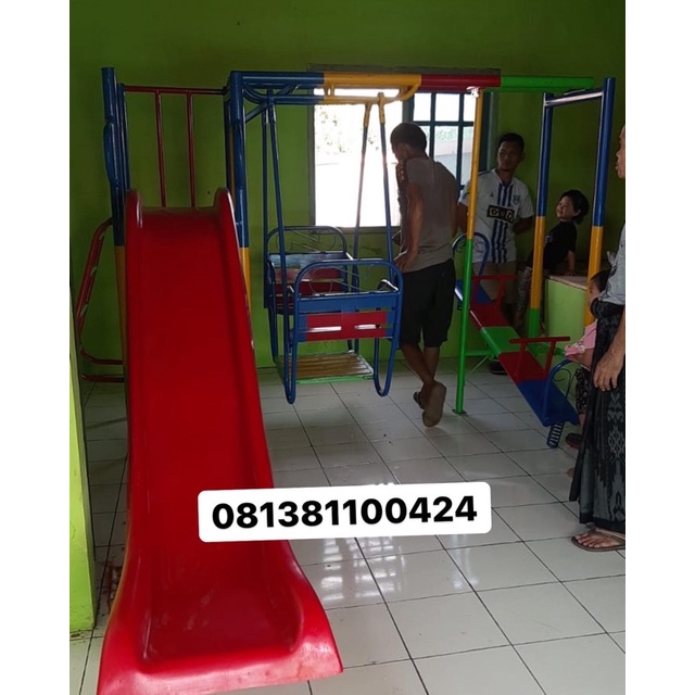 mainan paud set tiga mainan anak perosotan ayunan jungkitan free ongkir jkt