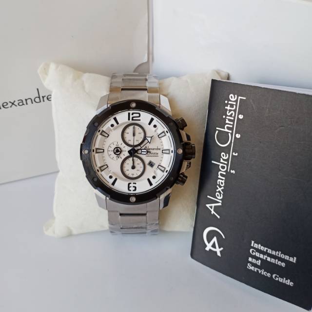 Jam tangan alexandre christie AC6410 jam tangan pria original silver putih