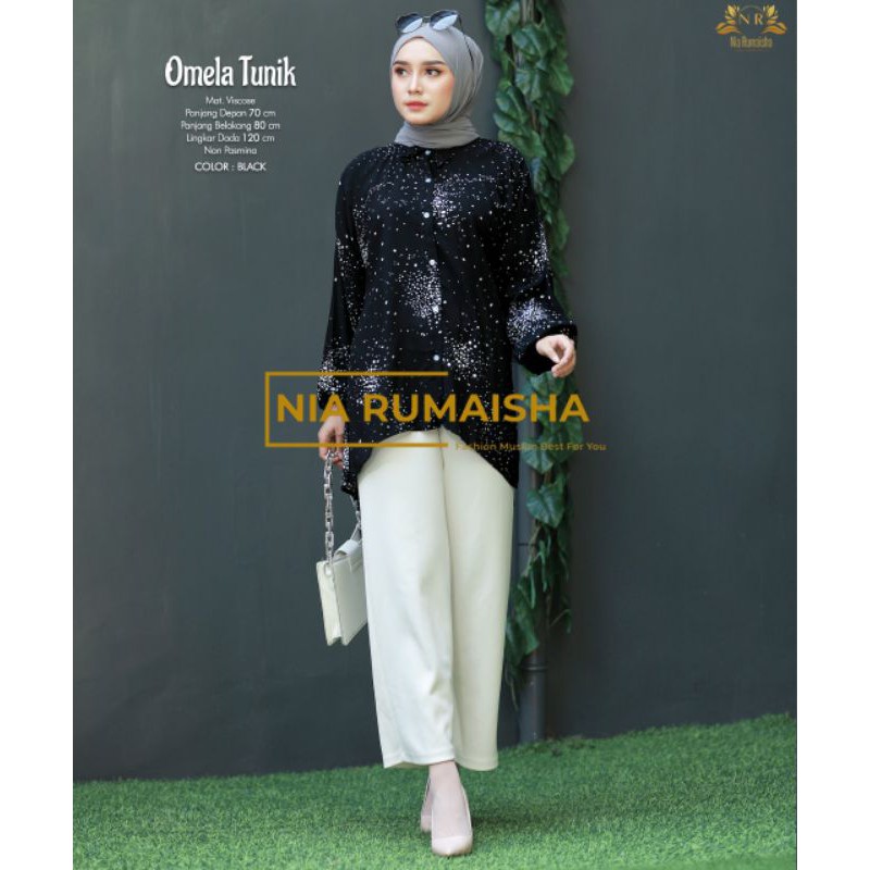 omela tunik hitam terlihat langsing - omela bluse wanita