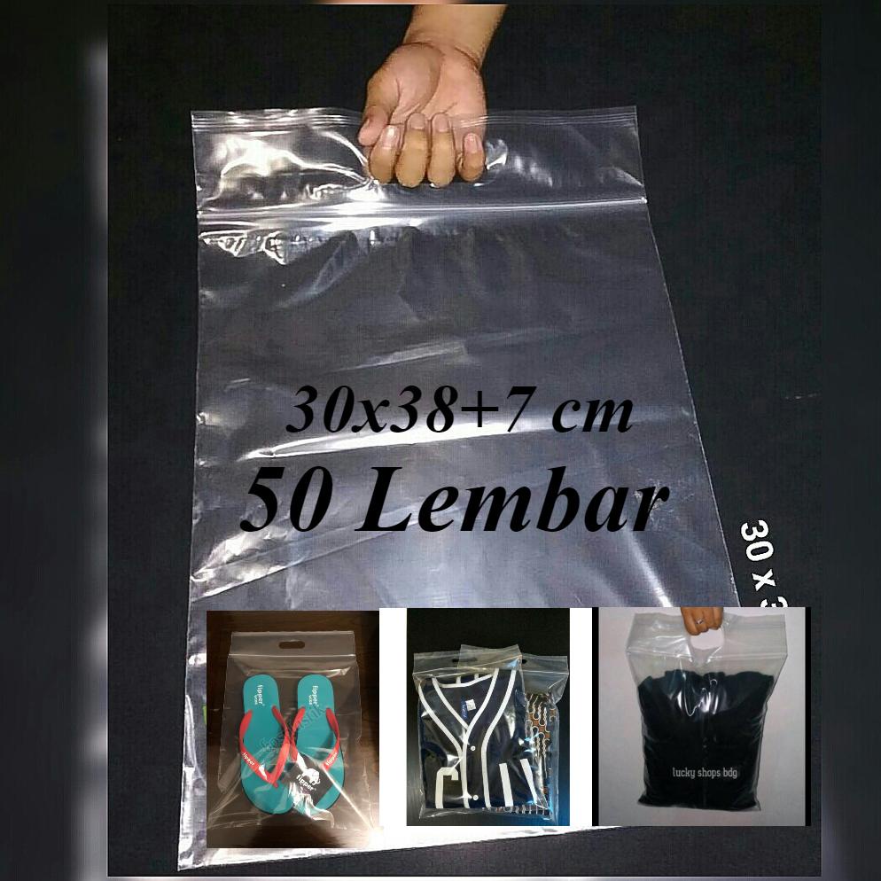 PLASTIK KLIP 30X38 PUTIH 50 LEMBAR PLASTIK ZIPLOCK PLASTIK BAJU PLASTIK FASHION PLASTIK ZIPPER TERLA
