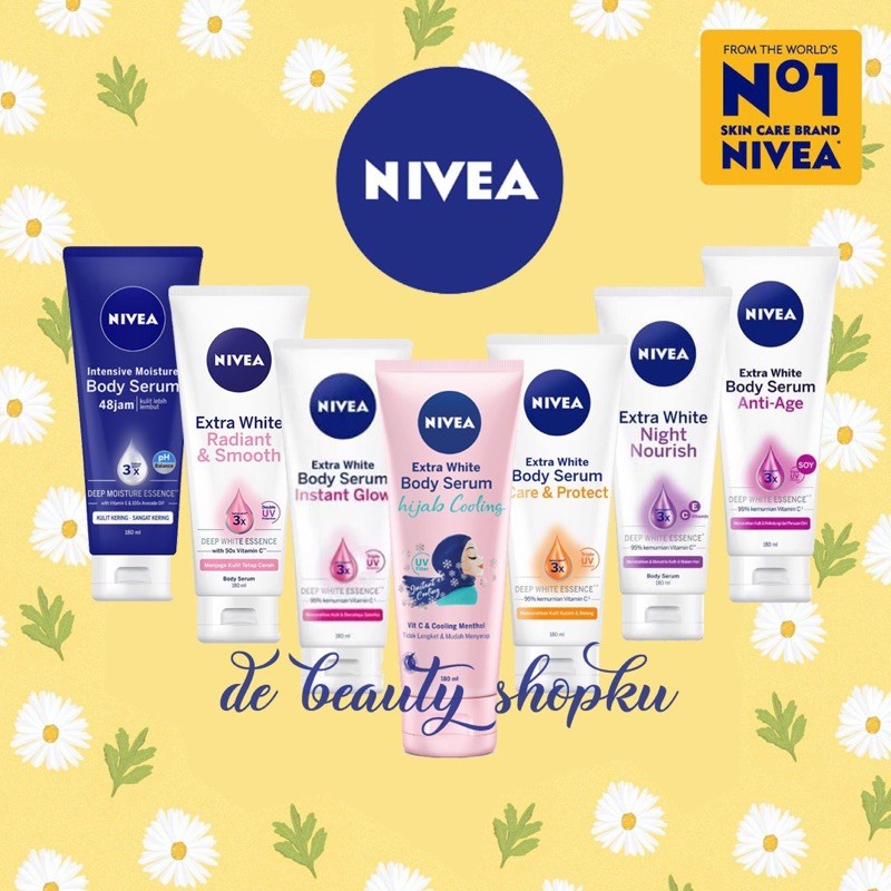 NIVEA Body Serum Extra White | Night | Repair Care Protect | Radiant | Glow | Hijab 180ml DBS