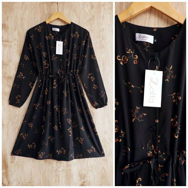 Mayra Tunic by Zalfa Outfit Tunik Motif Tunik Hitam Tunik Jogja Tunik Murah