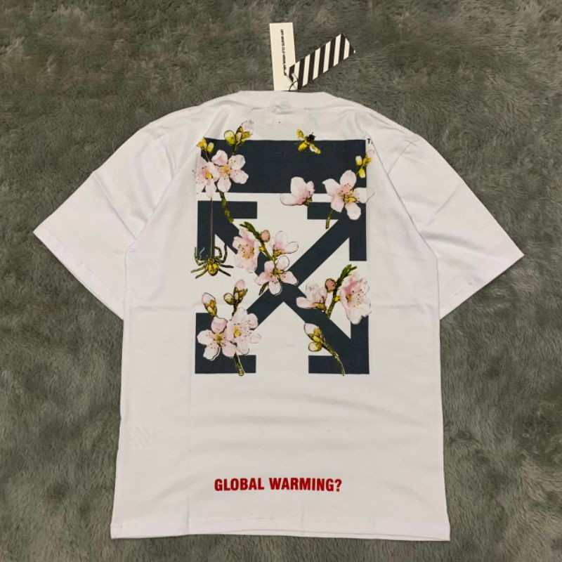 Kaos Tshirt Off White Cherry Blossom Fulltag &amp; Lebel