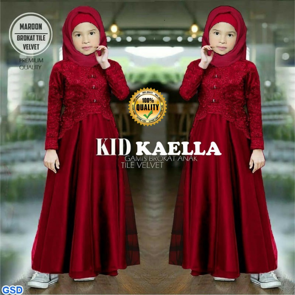 BOTIQUEJINGGA GAMIS ANAK - ANAK / KID KAELLA DRES BROKAT MAXY / GAUN PESTA / KEBAYA TERUSAN MORERN [