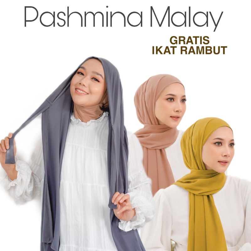 Hijab Pashmina Instan Malaysia Tali Ceruty Babydoll