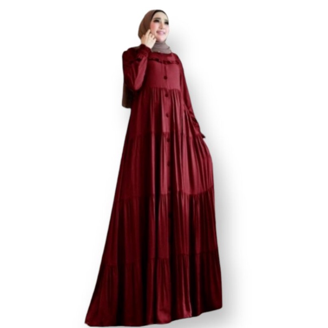 Baju Lebaran 2022 Gamis Jubah Adem Dress Syar'i Kekinian Bhn Moscrepe LD 100 Dress Gamis Jubah Rabba