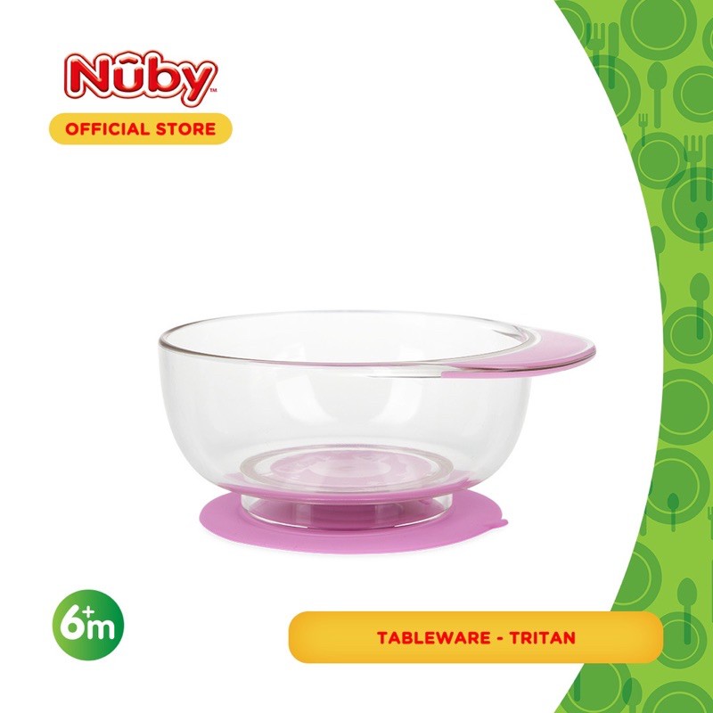 Nuby Tritan 1 Handle Suction Bowl - mangkok makan anak