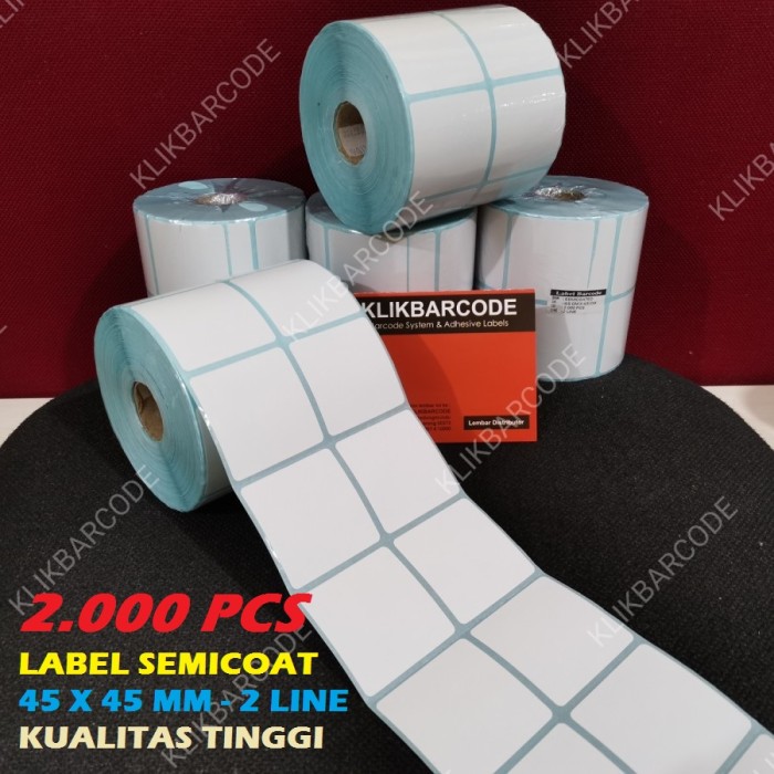 

MURAH KERTAS STICKER LABEL PRINTER BARCODE 45 X 45 MM - 2 LINE - SEMICOATED KASIR / LARIS