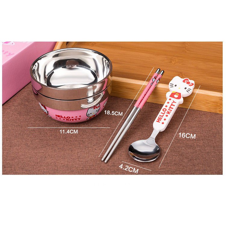 Hello Kitty / Doraemon / Pooh tableware set stainless steel bowl / Mangkuk Set