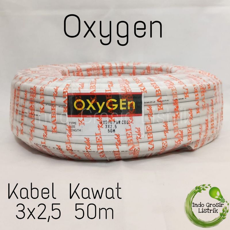 Kabel Kawat 3x2,5 50m NYM Oxygen Kabel Listrik 3x2.5 Kawat Tembaga 50m Kawat Putih