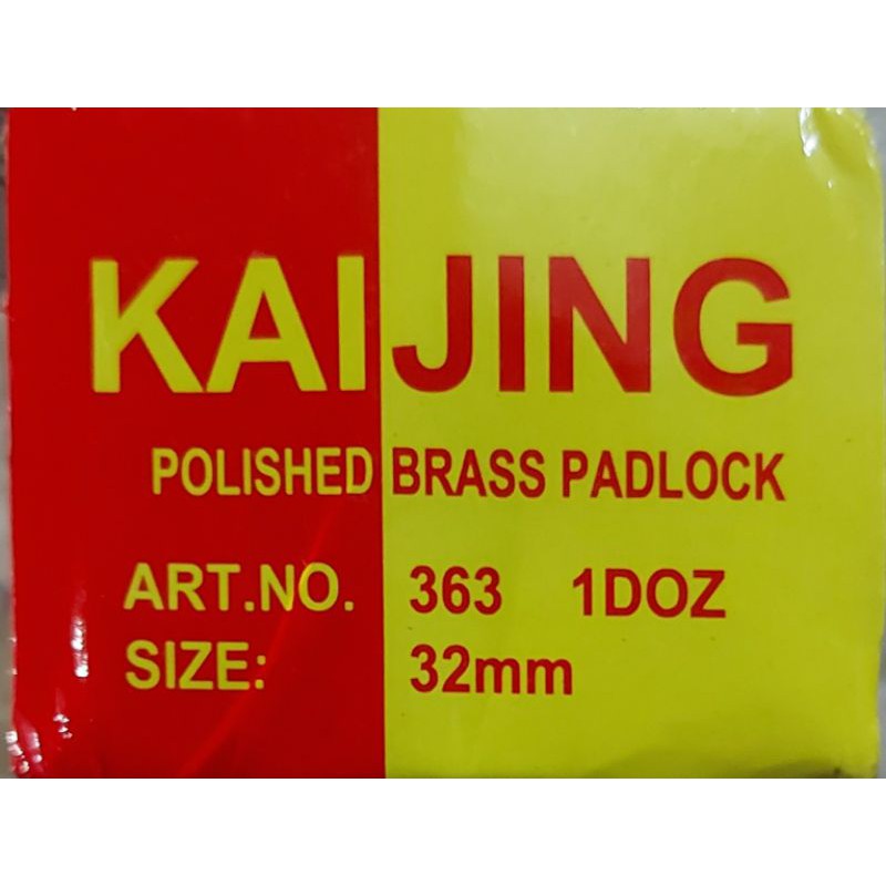 Gembok Kuning KAIJING 32 mm/ Gembok untuk Pintu Rumah/ Kendaraan Box/ Kunci Rantai Sepeda 32 mm