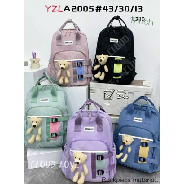 tas ransel bear Korea anak kode A1706/ 22013/A2005 import anak perempuan SD SMP bahan kanvas parasut ransel jinjing handbags