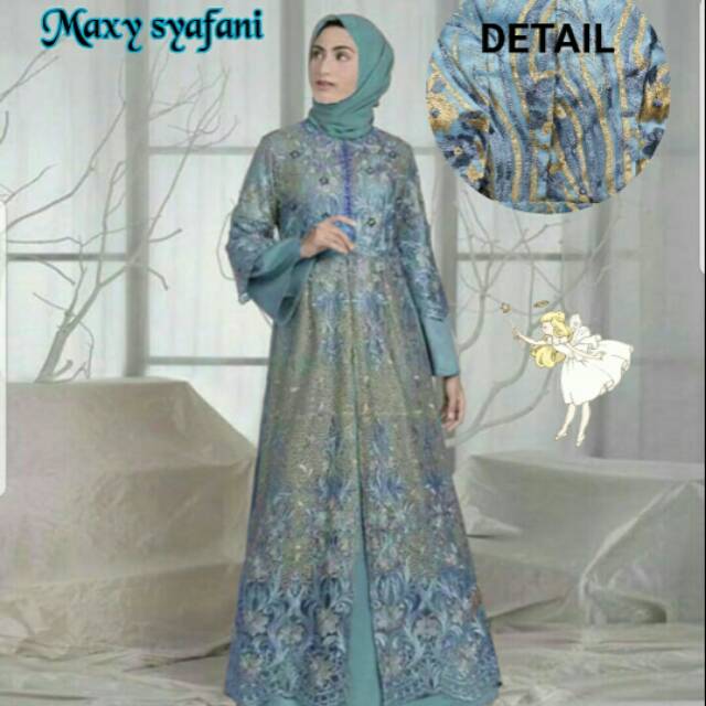 Gamis tile bordir /baju muslim pesta / kondangan /busana muslimah /Maxi Syafani