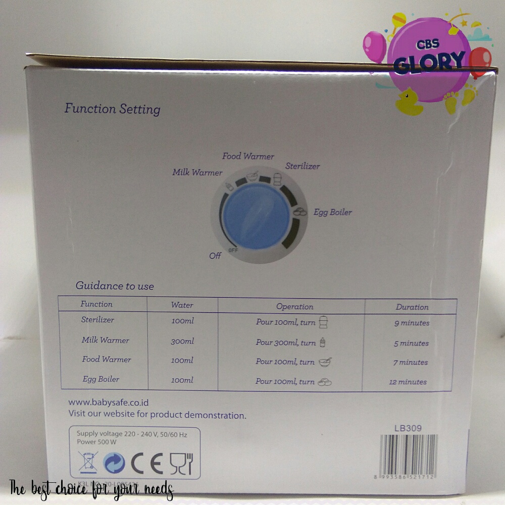 Baby Safe Steril Multifungsi Botol ASI Muat 6 Botol/Multi Funtion Bottle Sterilizer