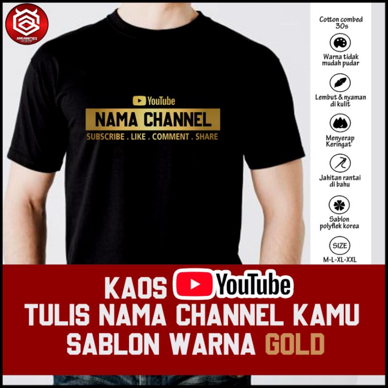 SABLON gold KAOS YOUTUBE CUSTOM NAMA