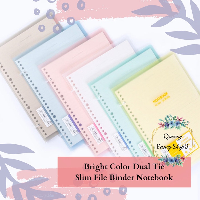 

Spesial Bright Color Dual Tie Slim File Binder Notebook A5 20 Ring Gilaa!!!