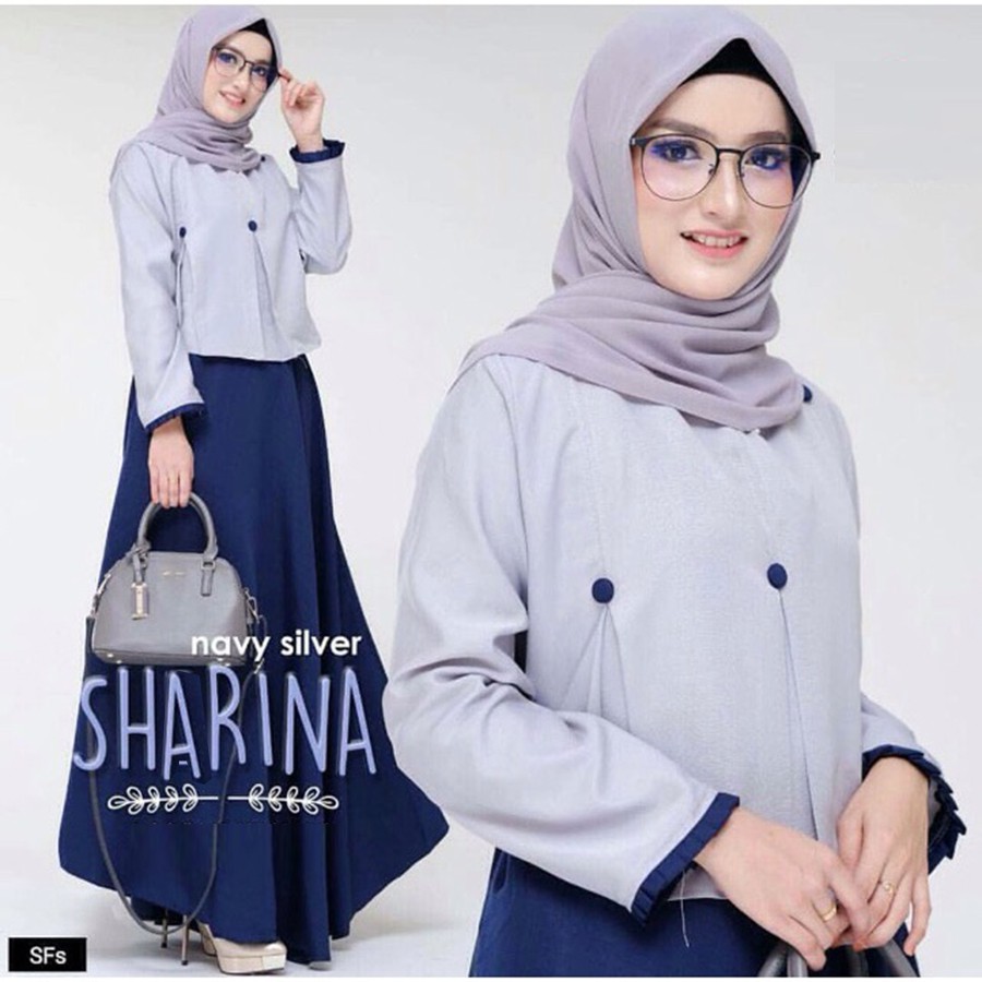 Lufy Sharina Dress 075 Dress Muslim Gamis Maxi Wanita - 6 warna - Moscrepe