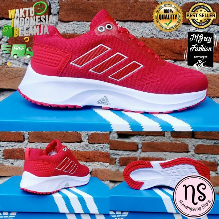 Sepatu Olahraga Adidas Zoom X Senam Aerobic Lari Running Wanita - Merah, 38