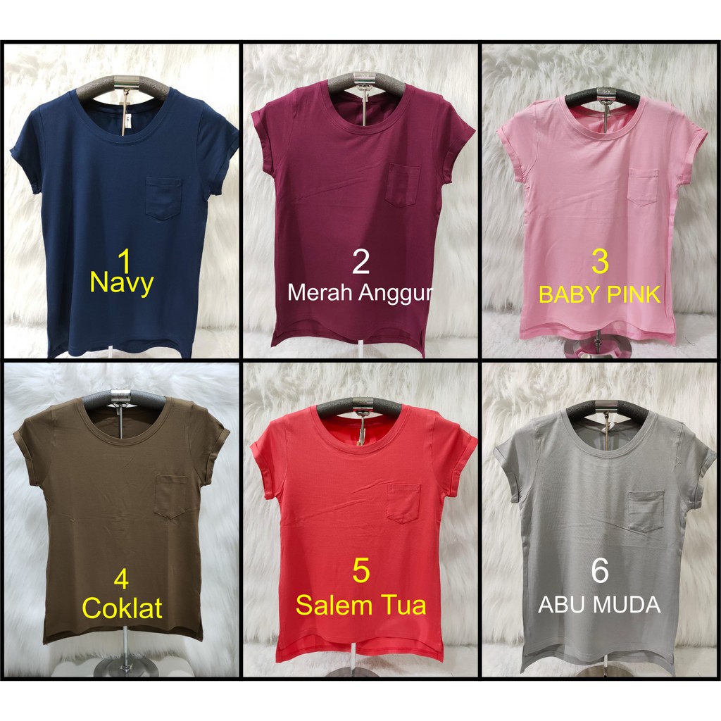 KAOS POLOS ROUND NECK WANITA ATASAN CEWEK MURAH PAKAIAN WANITA  LENGAN PENDEK MODEL TERBARU TSHIRT