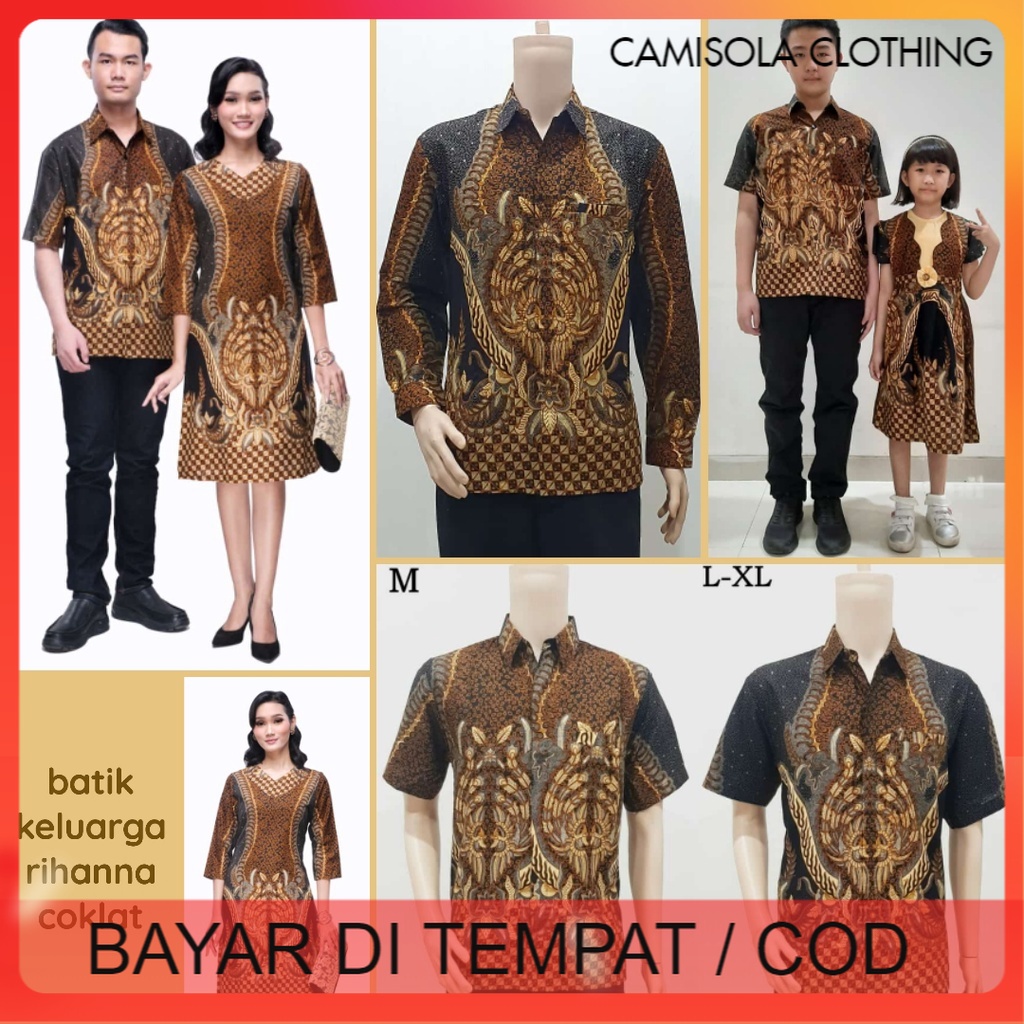 BATIK COUPLE KELUARGA SARIMBIT PASANGAN MUDA AYAH IBU ANAK  PREMIUM FAMILY JUMBO MODERN MURAH KEKINIAN TERBARU TUNIK DRESS RIHANNA COKLAT CAMISOLA CLOTHING