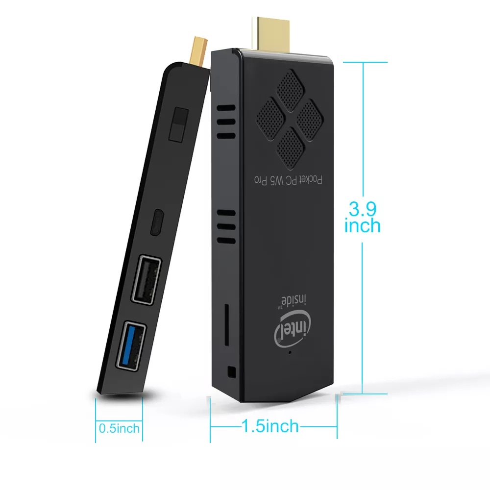 T5B Mini PC Stick RAM 4GB ROM 64GB Windows 10 - Versi Terbaru dari W5 PRO - MINI PC PORTABEL UKURAN MINI BERTENAGA