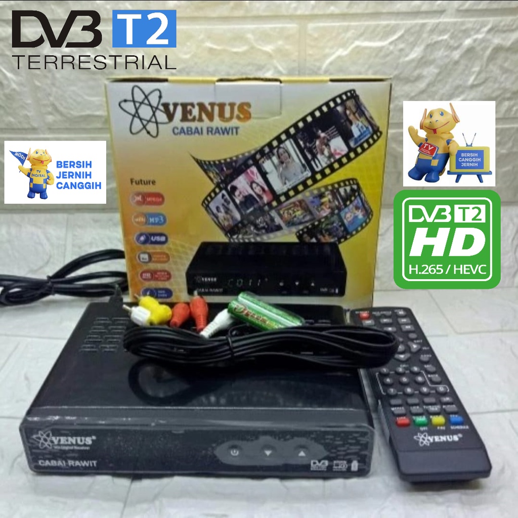 DVB T2 Set Top Box TV Digital VENUS Cabai Rawit Receiver TV Digital for TV Tabung LCD LED Plasma