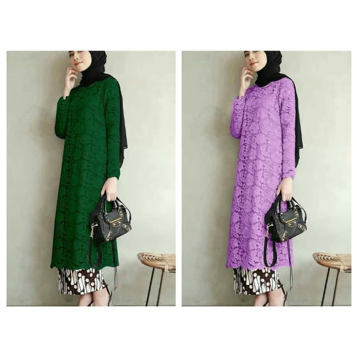 Atasan Wanita Tunik Brukat Jumbo Hafifa SC bahan brukat cord glitter fit to XL - Ungu Murah