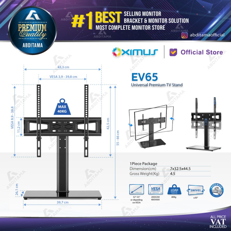 Universal Premium TV Stand 32&quot; - 55&quot; Oximus EV65 TILT