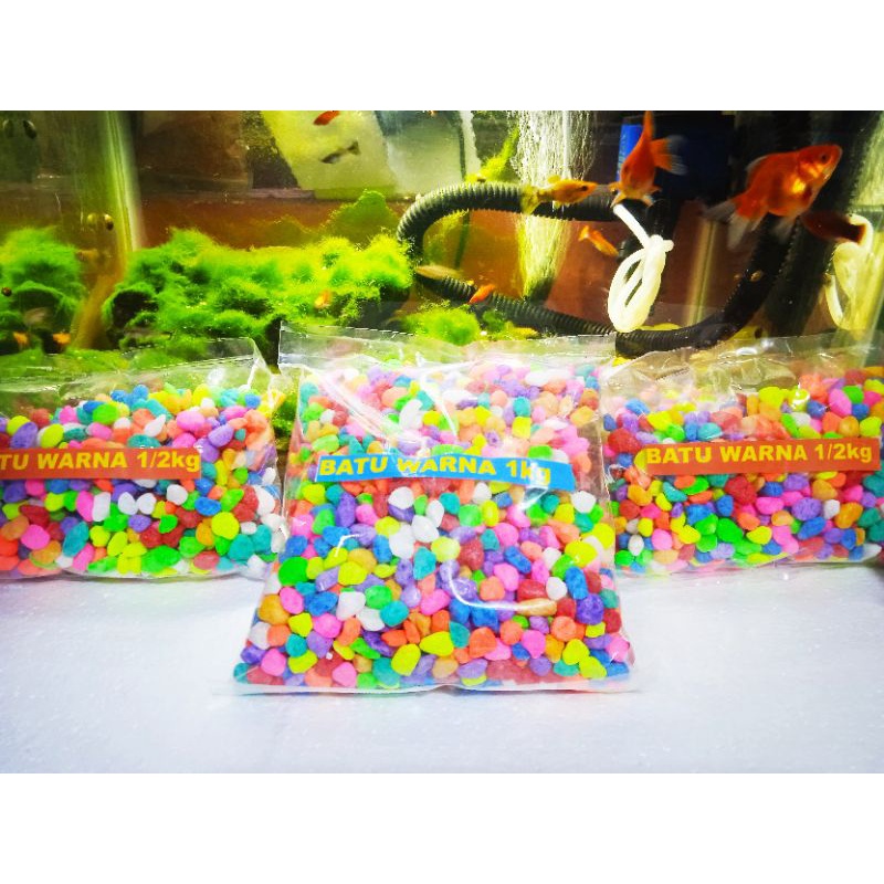 Batu Hias Warna-Warni Aquarium/Aquascape Taiwan repack 1kg &amp; 1/2kg(500gr)