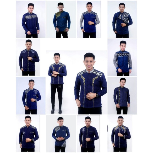 Baju Koko Pria Dewasa Warna Biru Navi Dongker Seragam Hadroh