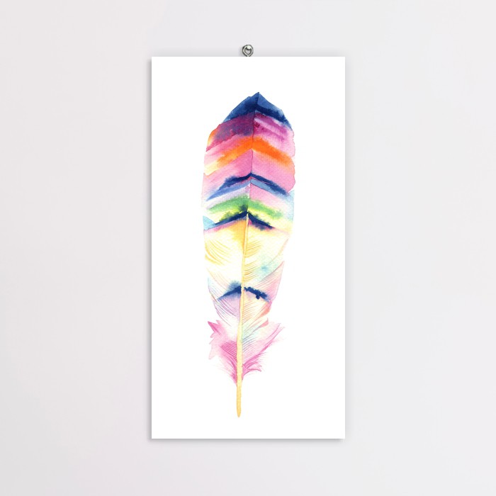 Hiasan Dinding Dekorasi Poster Bulu Colorful Feather CFH05 15x30 cm