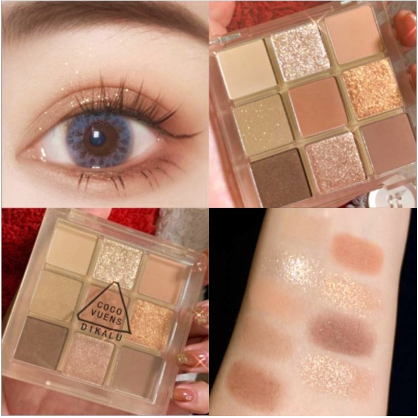 DIKALU NUDE Matte Korean Eyeshadow Palette 9 Warna Matte Smokey Pigmented Drable XX036
