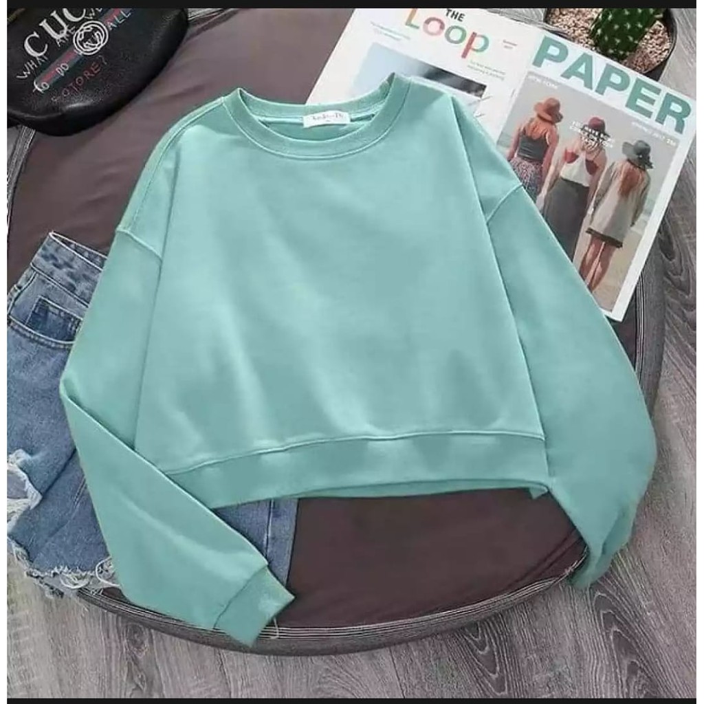 Lenka Sweater Cropped-Sweater Crop Big Size Wanita