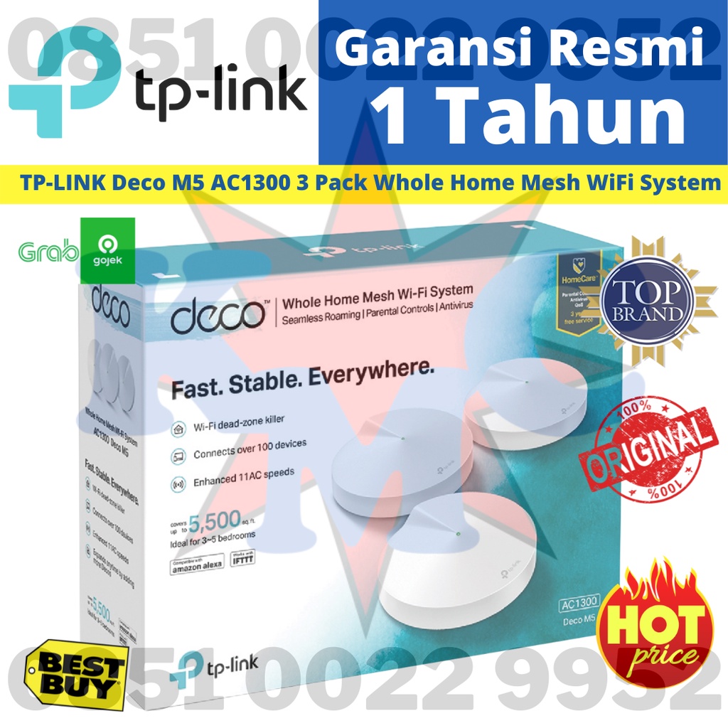 TP-LINK TP Link Deco M5 AC1300 3Pack Whole Home Mesh WiFi System Tplink 3 Pack