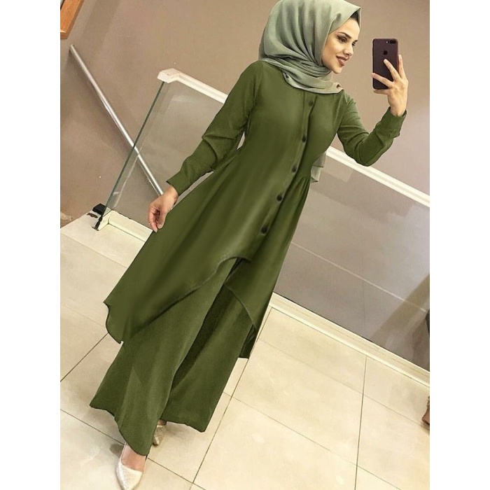 Setelan Celana Wanita Baju Set Kekinian Selebgram Pesta Kancing Busui