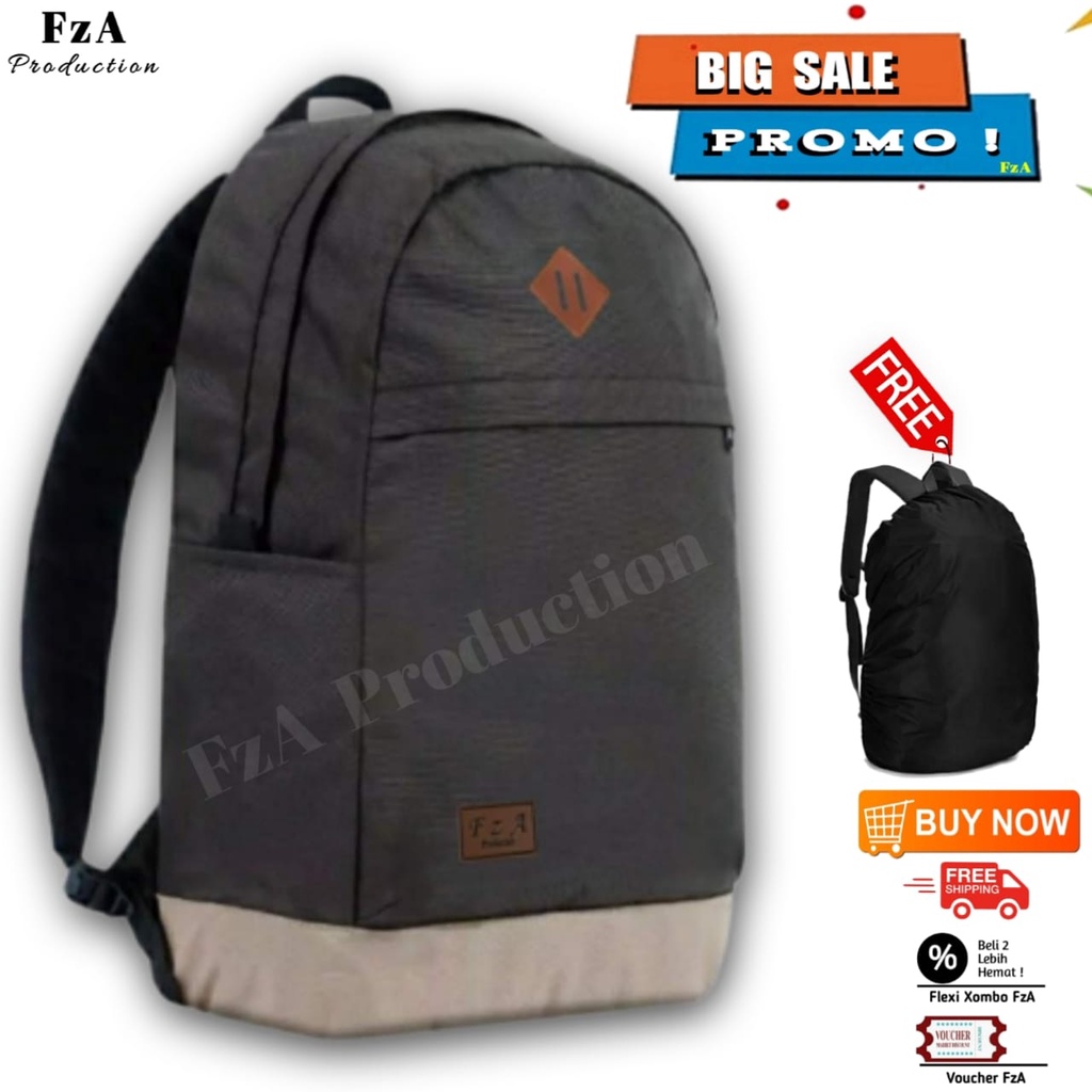 Tas Ransel Punggung Distro Casual Pria Wanita / Tas Ransel Laptop Original - FzA  FREE RAINCOVER