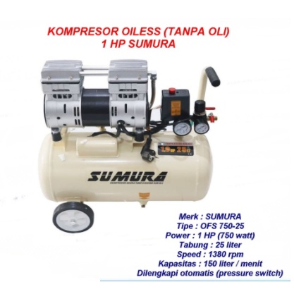 Kompresor Tanpa Oli Oiless Compressor Kompresor Oiless Tanpa Oli OFS750-25 Sumura