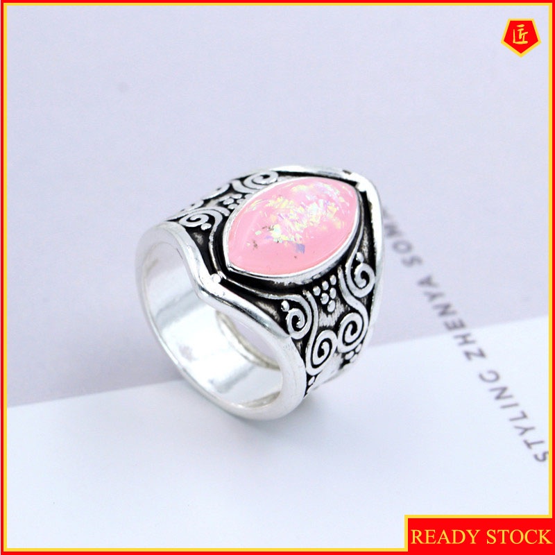 [Ready Stock]Retro Moonstone Silver Ring Exported Temperament